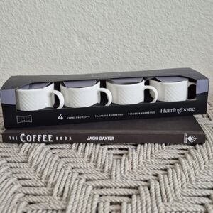 NEW White Ceramic Espresso Cups 4pc Set